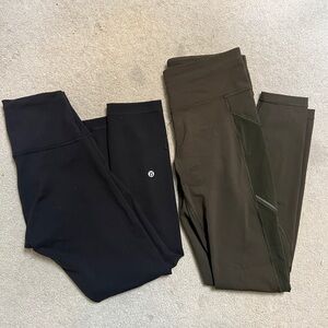 2 Pairs Lululemon leggings Black and Olive Green